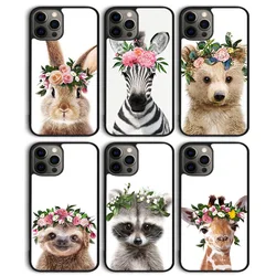 Funda trasera para teléfono con diseño de mapache, zorro, Animal y flor, para iPhone 17 Air 16 15 14 13 11 12 Pro Max PlusS