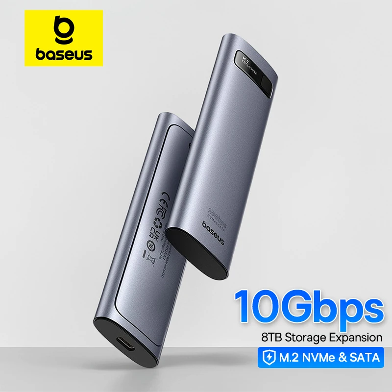 Baseus M2 SSD Case M.2 NVMe SATA más rápido USB C 3,2 Gen 2 10Gbps adaptador de carcasa 8TB expansión de almacenamiento protección de datos SSD Case - imagen 2