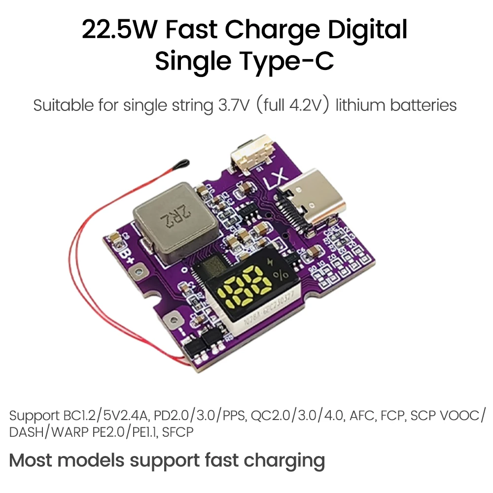 Mini banco de energía PD3.0/PD2.0 de 22,5 W, carga rápida bidireccional, módulo de energía móvil de alta potencia, placa de circuito, juegos de placa base DIY - imagen 2