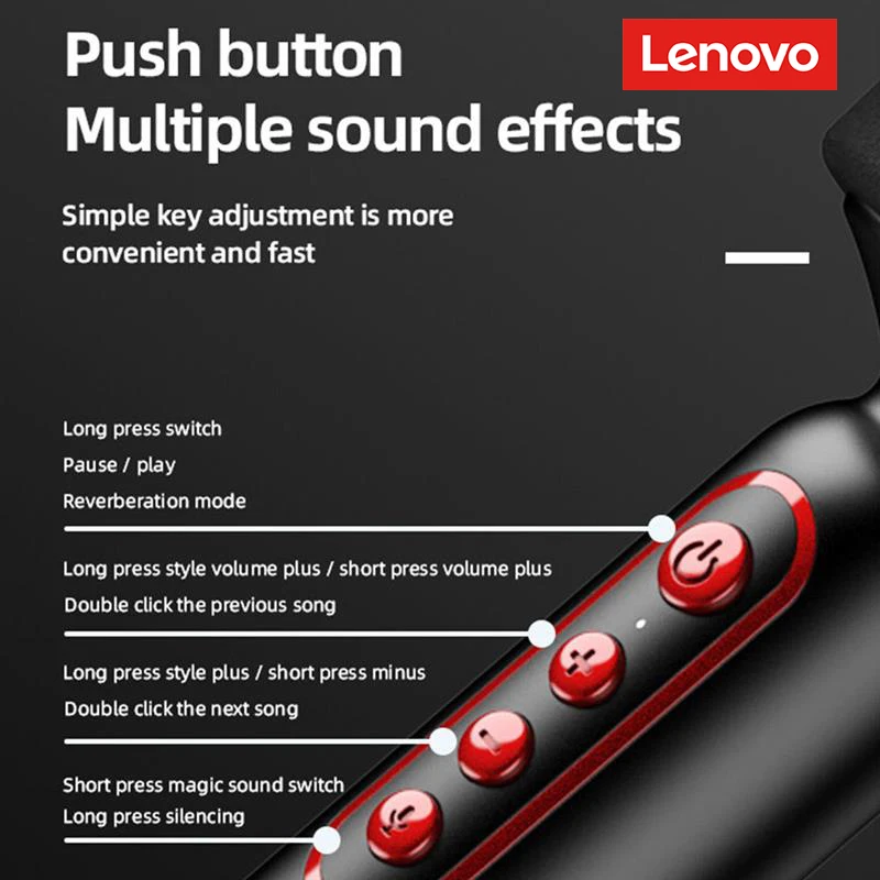Lenovo M1 micrófono de mano inalámbrico Bluetooth, artefacto de Karaoke de calidad de sonido HIFI, teléfono móvil portátil para el hogar - imagen 5