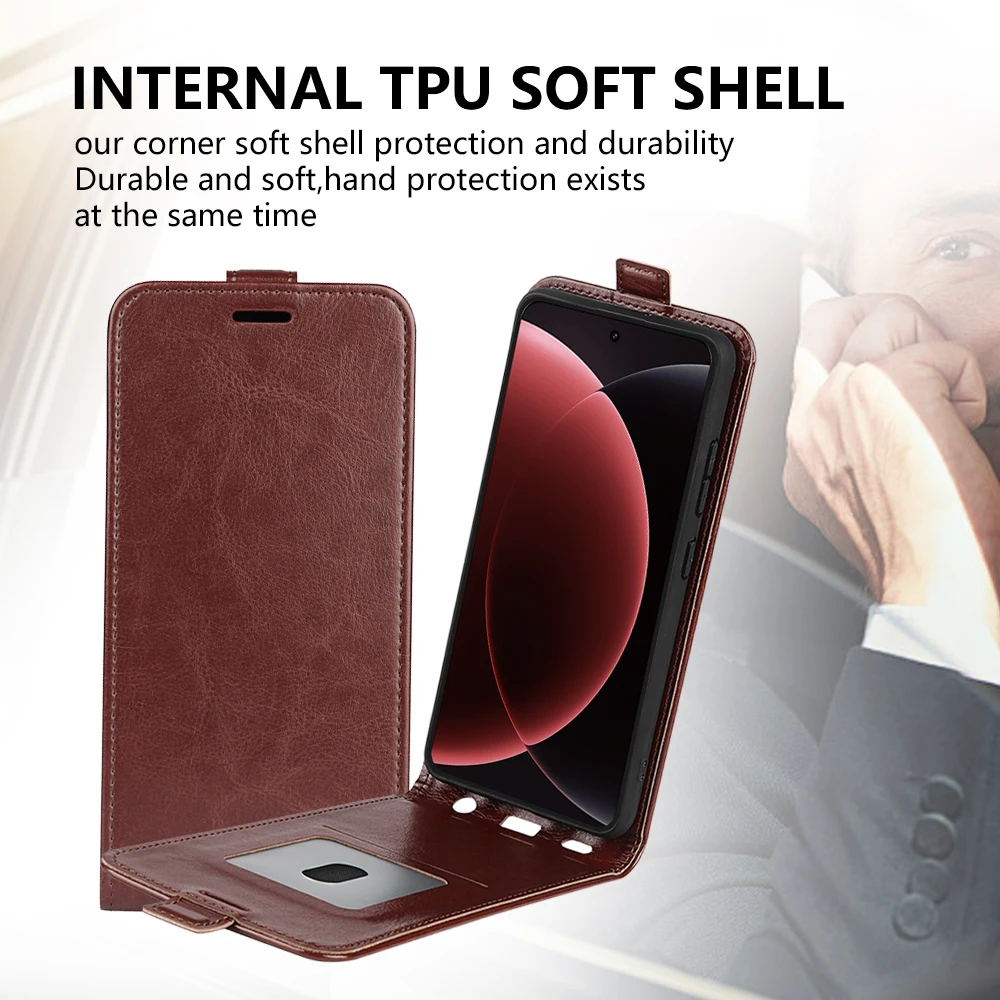 Para Xiaomi 15 Ultra funda de cuero con tapa funda suave cartera Vertical de cuero con ranura para tarjeta de crédito para Xiaomi 15 Ultra - imagen 3