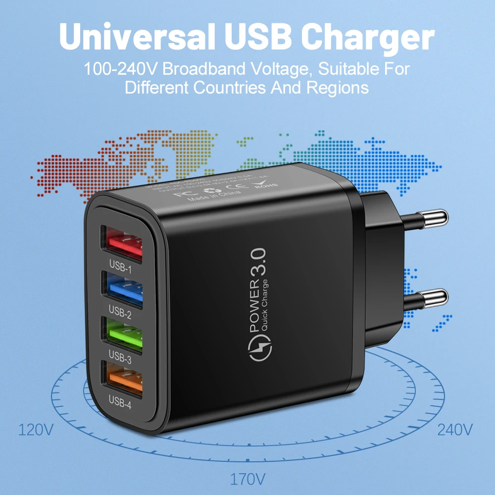 Cargador rápido USB 3.1A con múltiples puertos, cargador de pared 3,0, adaptador de cargador de teléfono para iPhone 15, 14, 13 Pro Max, Xiaomi, Samsung - imagen 5