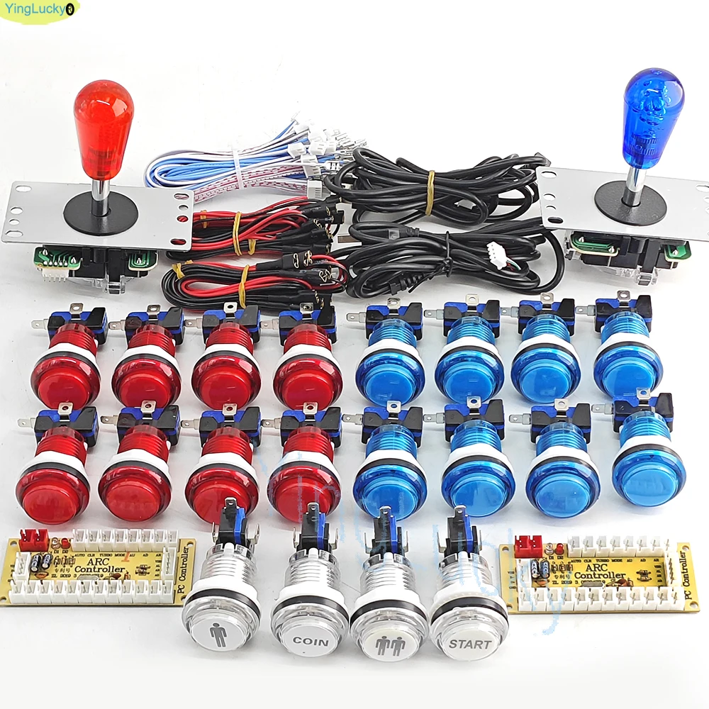 Kit de bricolaje Arcade, copia SANWA, Joystick de 8 vías, botón LED Arcade de 12V para PC Raspberry Pi, controlador de tablero USB de retardo cero, máquina de juego