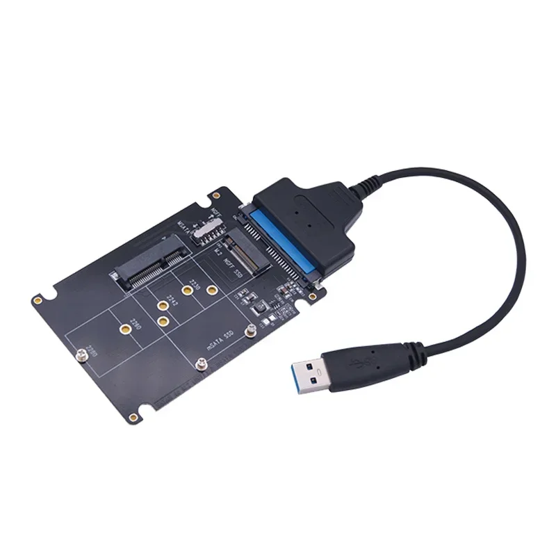 Tarjeta de expansión adaptadora M.2 NGFF Bkey MSATA SSD a puerto serie SATA USB3.0 caja de transferencia línea SSD convertidor de caja de unidad de estado sólido