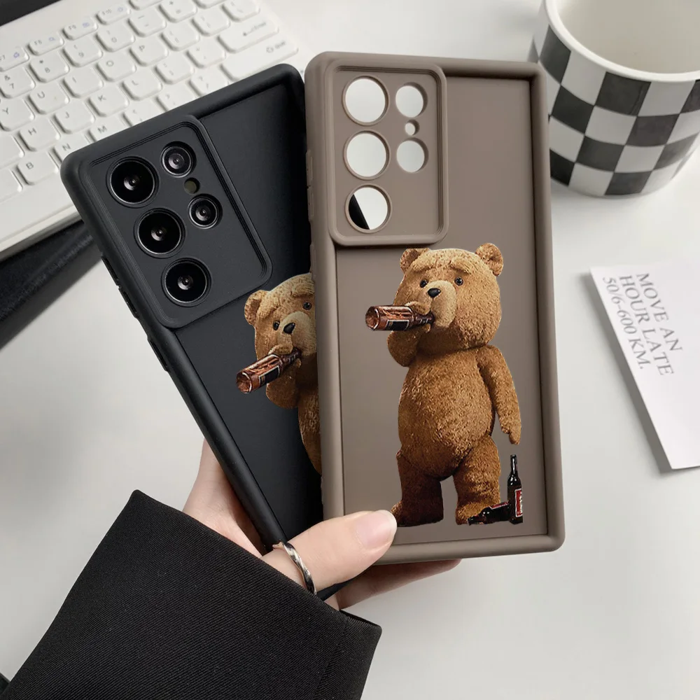 Funda de teléfono de oso bonito de silicona para Samsung A56 5G A55 A36 A16 A26 A54 A53 A52 A34 A35 A25 A15 A06 A05 A05s Funda a prueba de golpes