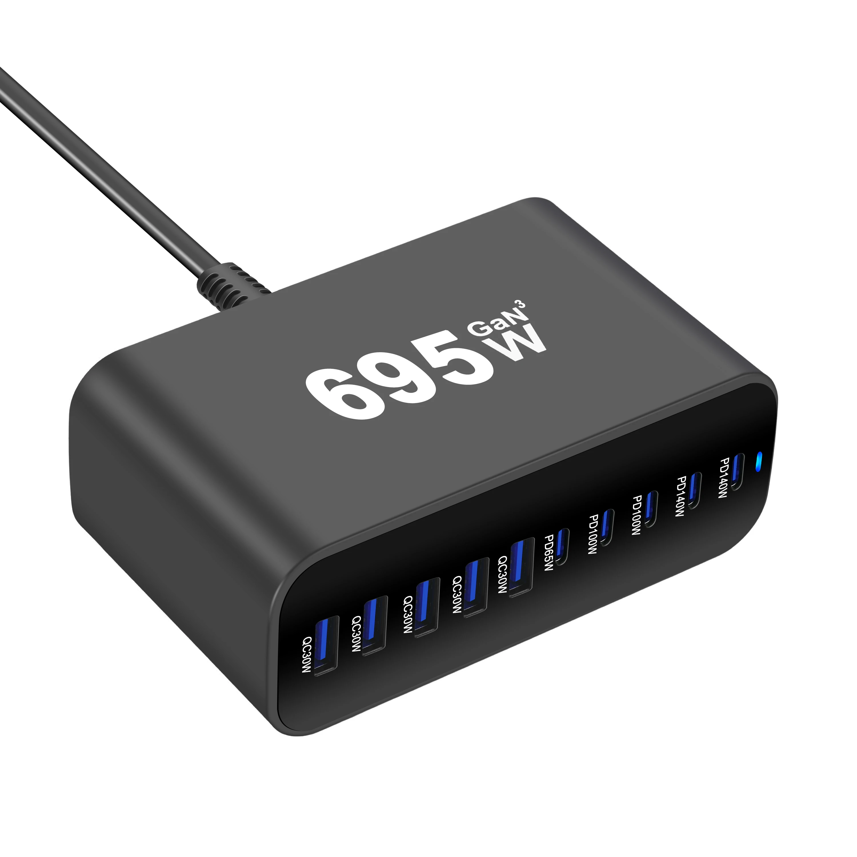 Cargador de escritorio GaN USB C de 10 puertos de 695W 140W PD3.1 para MacBook Pro 16", 100W para computadora portátil, estación de carga rápida 5C5A - imagen 2