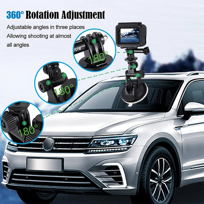 Soporte de ventosa para coche, soporte ajustable para parabrisas de ventana de vehículo para GoPro 13 12 11 10 DJI Action 6 5 Pro Insta 360 X5 X4 - imagen 3