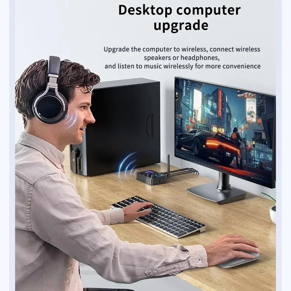 Receptor y transmisor de Audio Bluetooth 5,4, adaptador inalámbrico de música estéreo HIFI AUX RCA USB u-disk/TF para Kit de coche, amplificador de altavoz - imagen 5