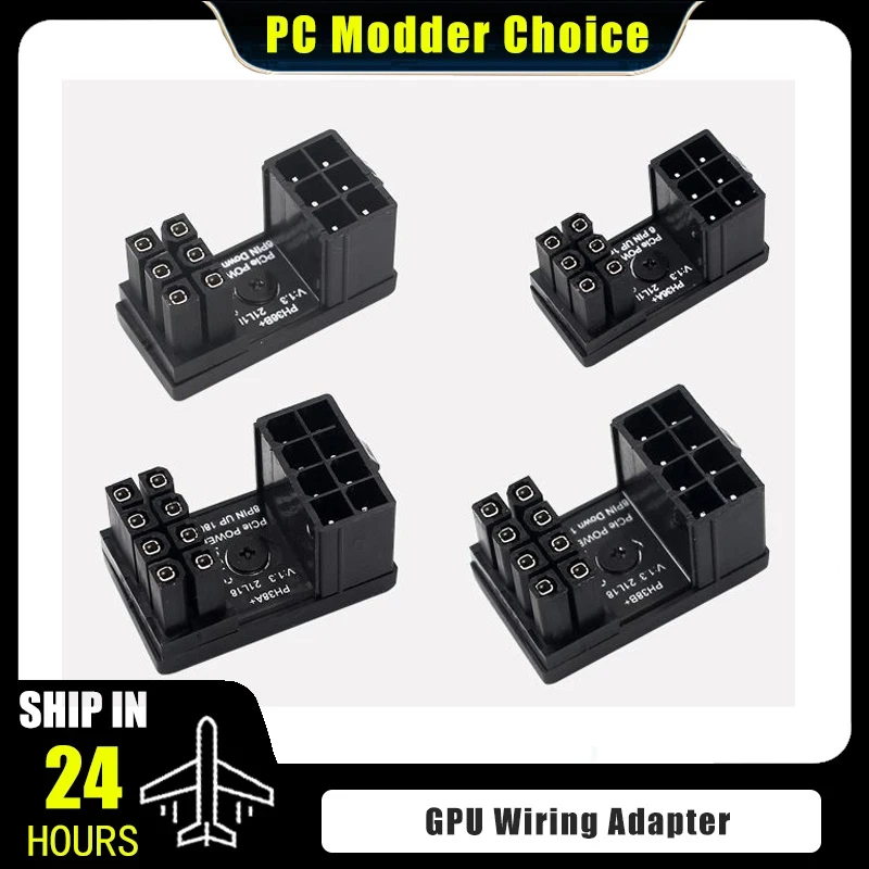 Adaptador de fuente de alimentación para tarjeta gráfica Codo 180 ° , Solución de artefacto de cableado giratorio PCI-E 6Pin 8Pin del conector de dirección de GPU PSU