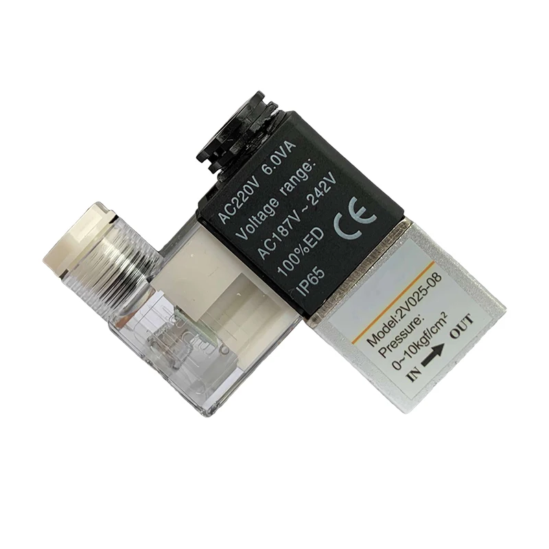 2V025-08 2V025-06 1/4 1/8 para válvula solenoide de aire válvulas de Control neumáticas normalmente cerradas DC 12V 24V 220V 110V 2 vías 2 posiciones