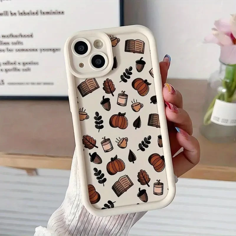 Funda de teléfono para Xiaomi Redmi Note 14, 13, 12, 11 Pro Plus, 5G, 10S, 11S, 12S, bonita funda de dibujos animados de calabaza castaña para Redmi 13C 12C 14C4G - imagen 4