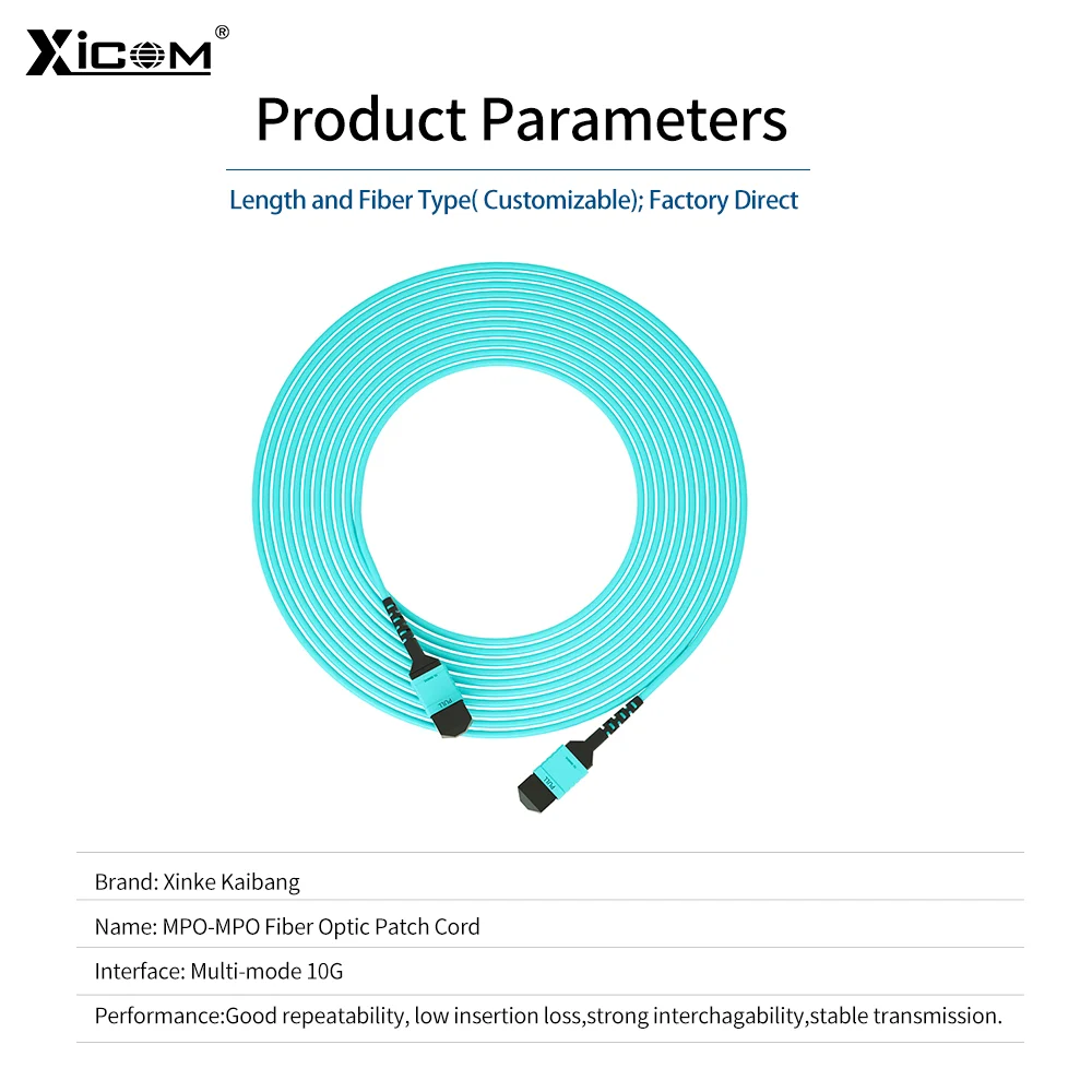 Cable de conexión de fibra óptica 10G, MPO-MPO multimodo UPC OM3 LSZH, Cable de conexión óptica hembra a hembra, 8/12 núcleos, 1M/3M/5M/10M - imagen 2
