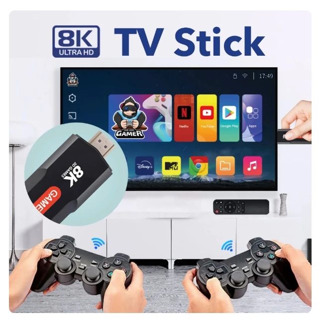 [Genuino] Q9 USB 2,0 sistema Dual Game Stick consola de videojuegos Retro con controlador inalámbrico 64G 8K 5G TV Sticks más de 10000 juegos - imagen 5