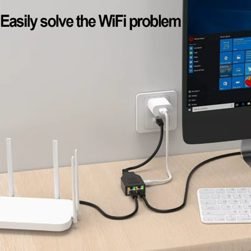 Cat 6 - RJ45 Hembra 1 a 2 Gigabit1000Mbps Divisor de red LAN Internet Divisor admite dos dispositivos que funcionan simultáneamente - imagen 4