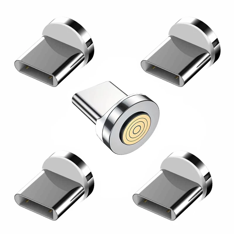 Adaptador de Cable de carga magnético, cabezal de puntas de conector para tipo C, Micro USB, enchufe antipolvo para teléfono móvil, reemplazo de enchufe magnético de 7 pines, 5 uds.