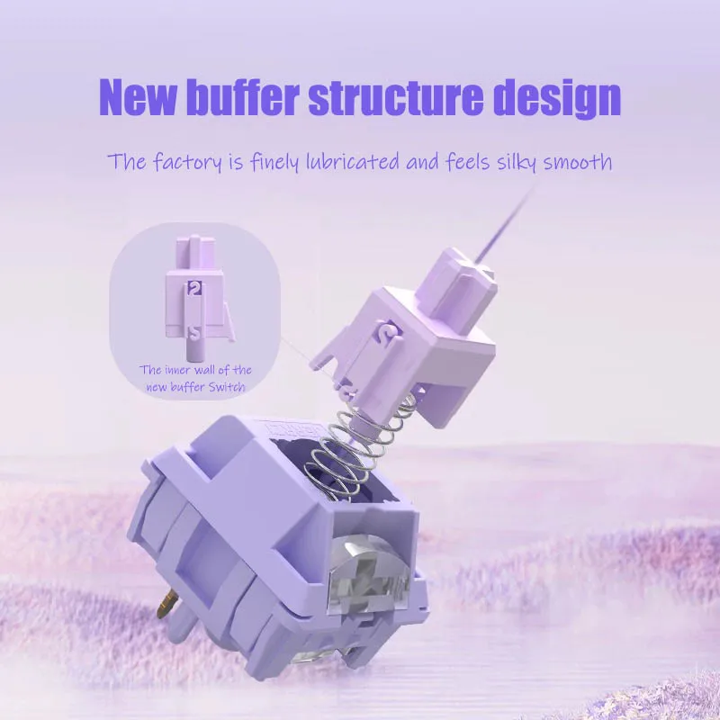 JERRZI interruptor púrpura nebuloso interruptores de teclado lineal silencioso 37g LY POM Gamer interruptor de teclado mecánico para Aula F75 AJAZZ AK820 - imagen 3