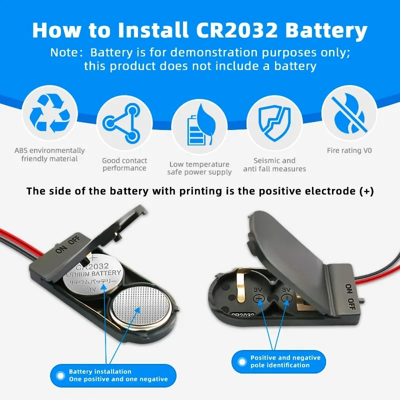 20 piezas ranura única CR2032 CR 2032 botón pila de moneda funda, soporte con interruptor de encendido y apagado cables cable caja de batería de 3V - imagen 4
