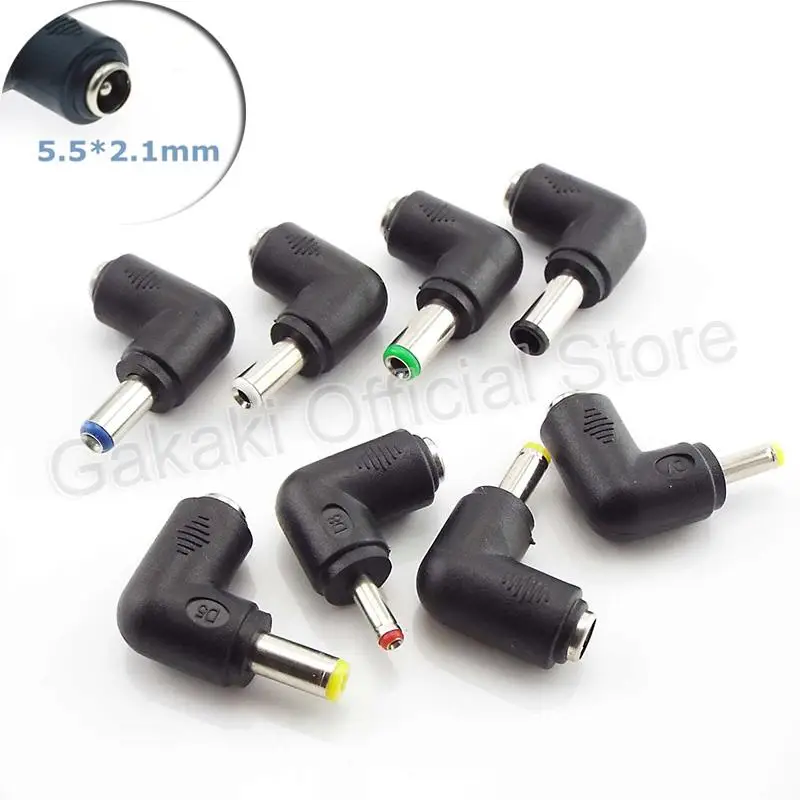 Conector CC de ángulo recto de 90 grados, adaptador de fuente de alimentación hembra de 5,5 mm x 2,1mm, conector de enchufe Universal, cargador CC para ordenador portátil