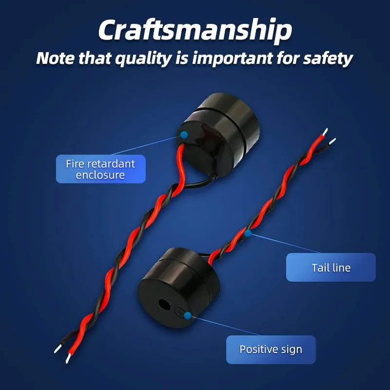 30 Uds DC 12V zumbador electrónico DC 5v alarma activo electromagnético piezoeléctrico sonido ABS carcasa 85dB cableado 5,5 MM conector negro - imagen 3
