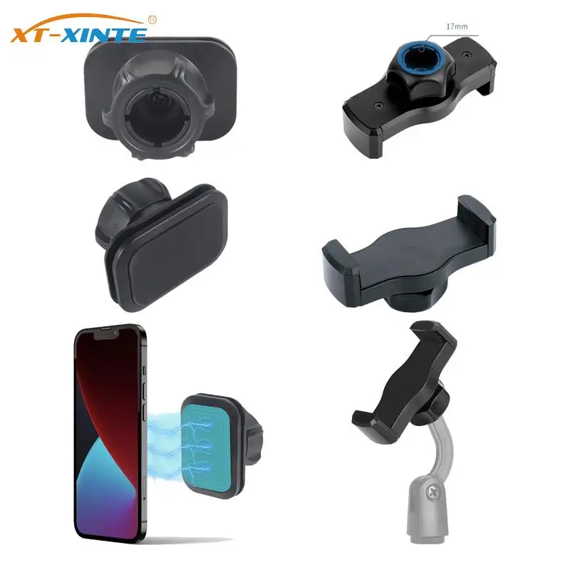 E-clip de doble tirón para teléfono móvil en vivo, soporte portátil ajustable para tableta de escritorio, clip de 17mm, soporte magnético para teléfono de coche