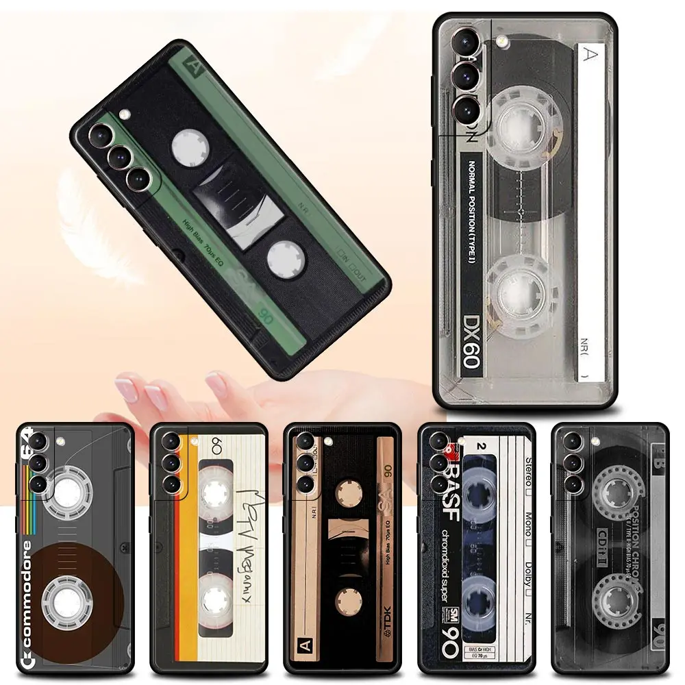 Funda de teléfono con Cassette de cinta de Radio magnética para Samsung Galaxy S24 S23 S22 Ultra S20 S21 FE 5G S10 S9 Plus S10E S8 S7