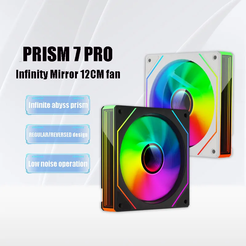 OEM PRISM 7 PRO Ventilador de chasis de computadora 12 cm ARGB 4 pines PWM Ventilador de enfriamiento silencioso 12 V Gran volumen de aire 56,8 CFM/600-1500 RPM - imagen 2