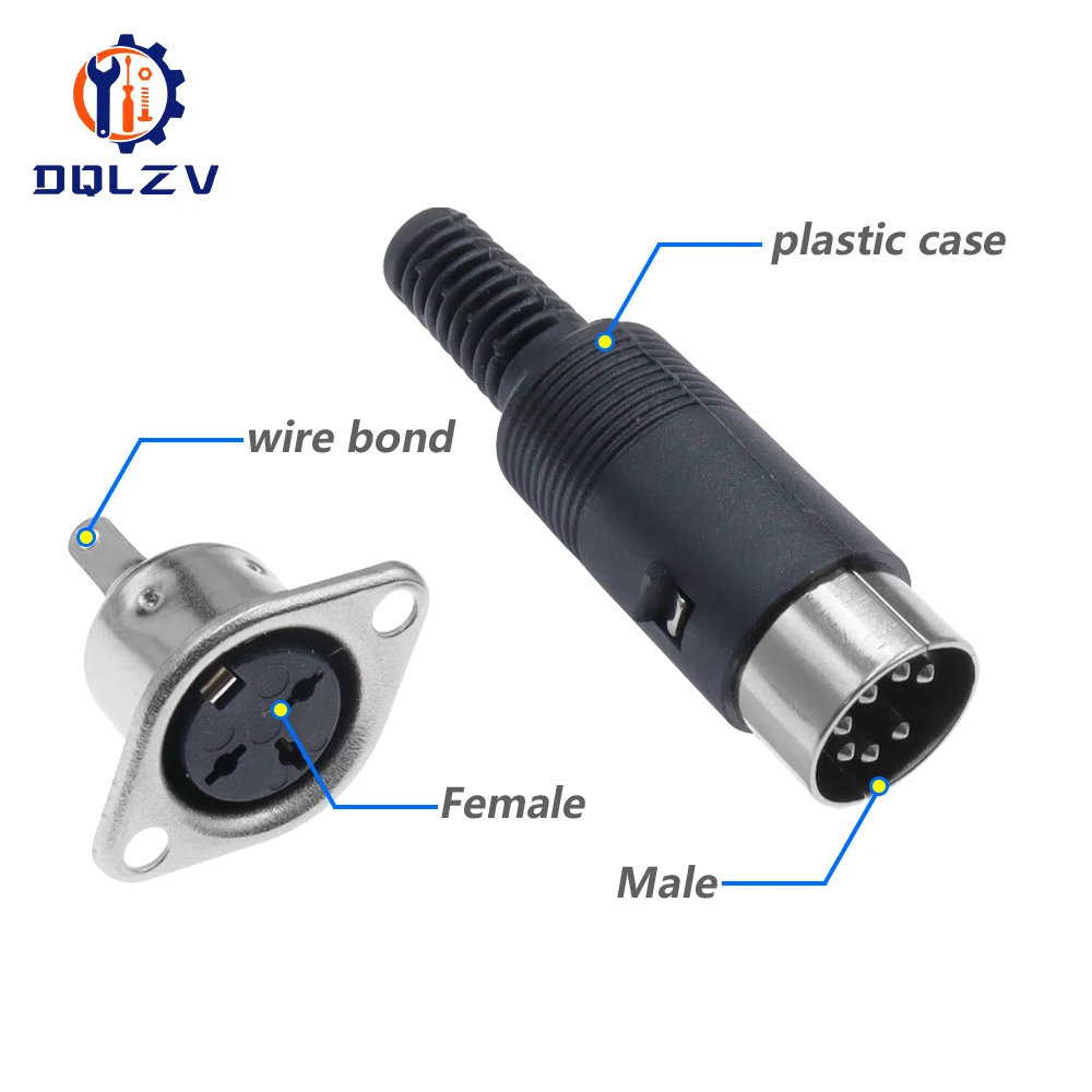 DIN 3pin 4pin 5pin 6pin 7pin 8 Pin macho hembra enchufe conector de soldadura con mango de plástico conectores D ﻿ - imagen 2