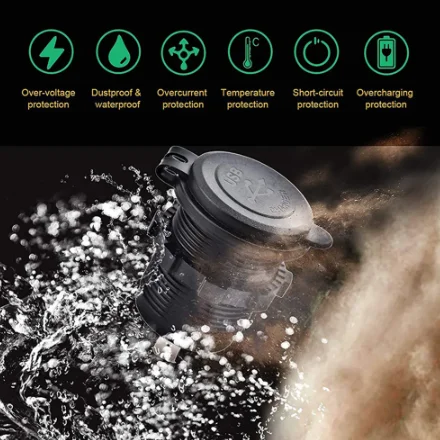 Enchufe para encendedor de cigarrillos de coche 4 en 1 de 12V-24V + cargador USB dual + toma de corriente + pantalla de voltaje adecuado para barcos y coches - imagen 4