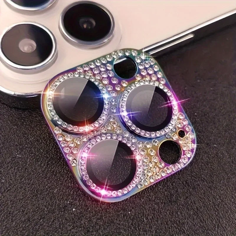 Protector de lente de cámara de Metal con diamantes de imitación brillantes de lujo para IPhone 17 Air 16 15 14 13 Pro Max Plus 16Pro 17Pro cubierta completa de vidrio - imagen 3