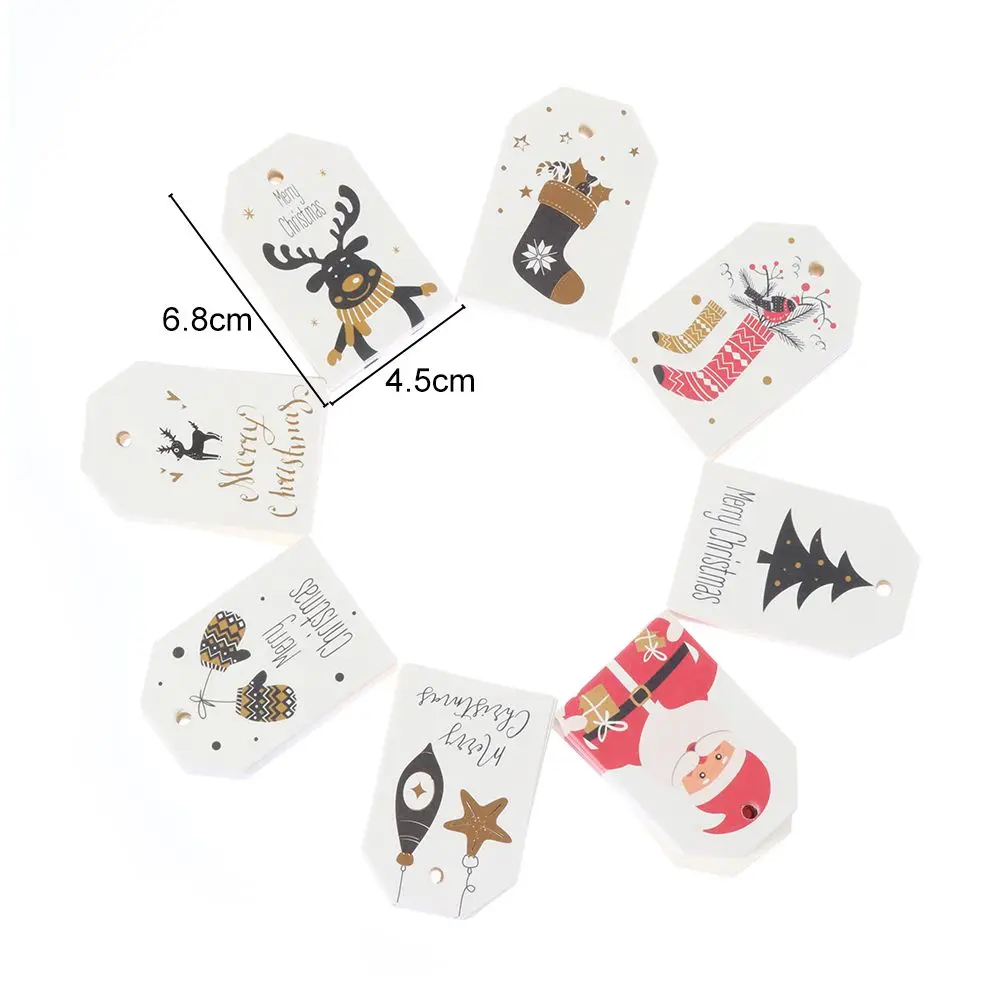 Etiquetas de papel Kraft para envolver regalos, etiquetas colgantes de Feliz Navidad, tarjetas de papel de Papá Noel, suministros para fiestas de Navidad, DIY, 50 piezas - imagen 4