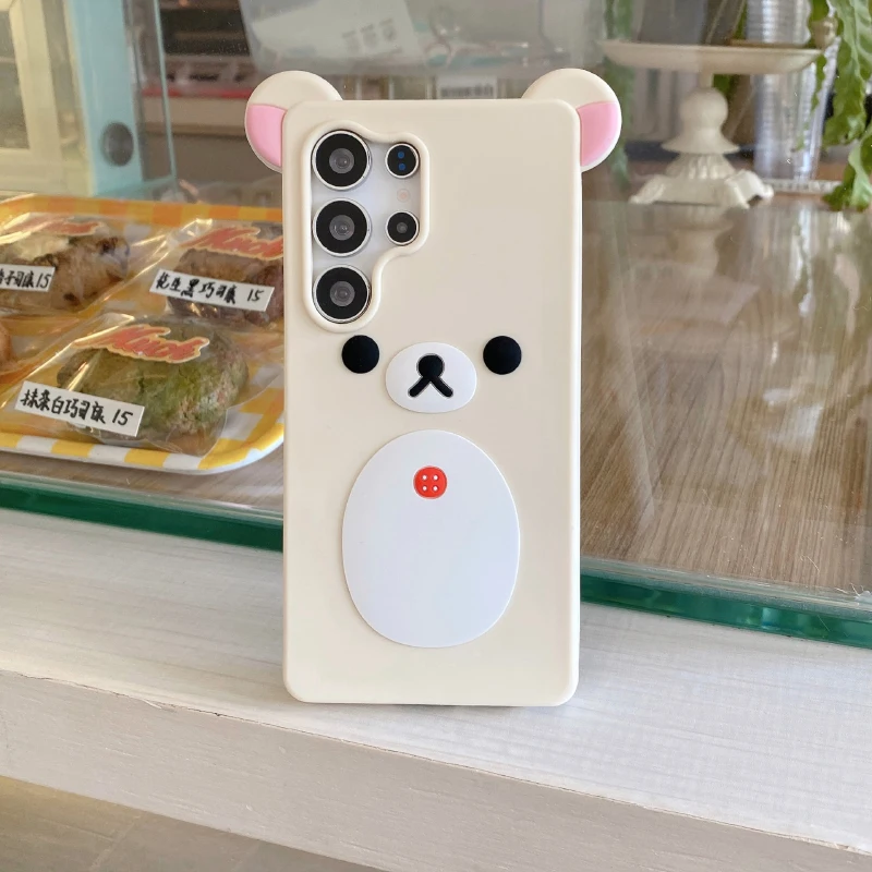 Nueva funda de teléfono de lujo de Color sólido Rilakkuma de silicona suave a prueba de golpes para Samsung S25 Ultra S24 Ultra Plus cubierta trasera de parachoques - imagen 3
