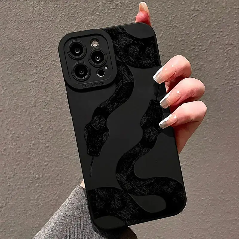 Funda de teléfono con diseño de serpiente divertida para iPhone 17 Air 16 15 14 Pro Max 13 12 11 Pro Max 8 7 Plus 16E SE2 XS XR X, funda suave mate - imagen 4
