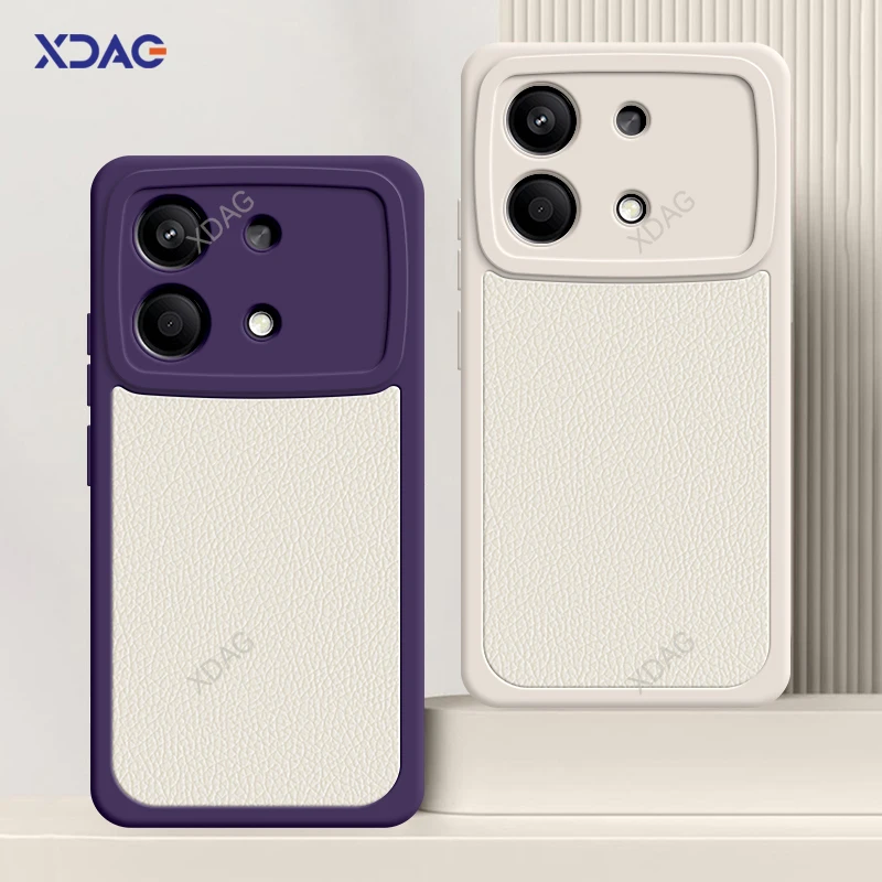 Funda de teléfono de piel de cordero de Color contrastante para Xiaomi Redmi Note13R Note 13R 13 R Pro 13RPro Plus 5G Fundas de cuero originales a prueba de golpes - imagen 5