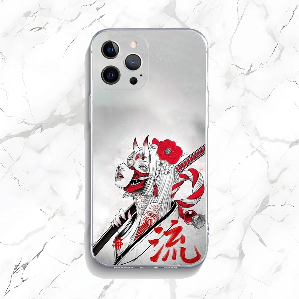 Funda de teléfono de Geisha japonesa para mujer, carcasa transparente para iPhone 16,15,14,13,12,11 Plus,Pro,Max,XR,XS,X,7,8 Plus,SE,Mini - imagen 2