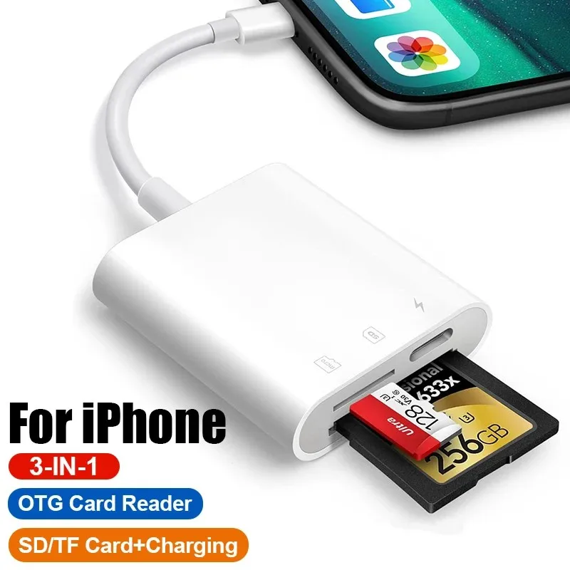 Para ios a lector de tarjetas SD para iPhone 12 11 13 14 15 Pro Max adaptador de tarjeta de memoria adaptador de tarjeta SD de cámara para iPhone iPad MacBook - imagen 2