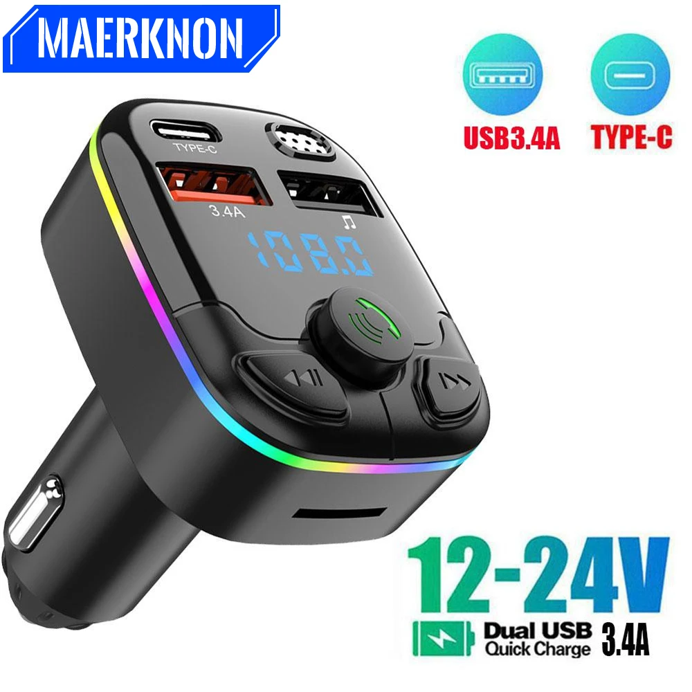Transmisor receptor de Audio inalámbrico FM para coche, Bluetooth 5,0, reproductor MP3, compatible con tarjeta TF, disco U, Kits de Radio estéreo manos libres para coche
