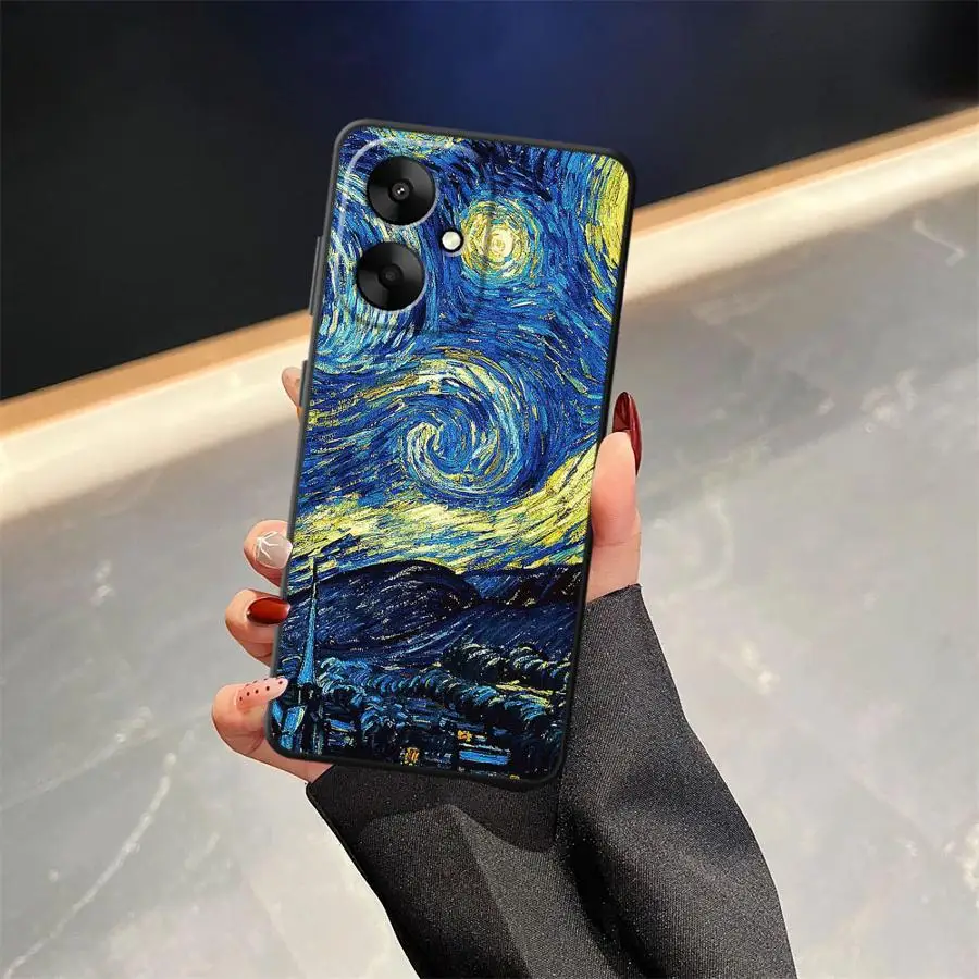 Funda de girasoles Van Gogh para Xiaomi Redmi A4 9 A1 A2 Plus A3 12C 13C K40 K80 Pro 10 14C A5 funda de teléfono suave negra - imagen 2