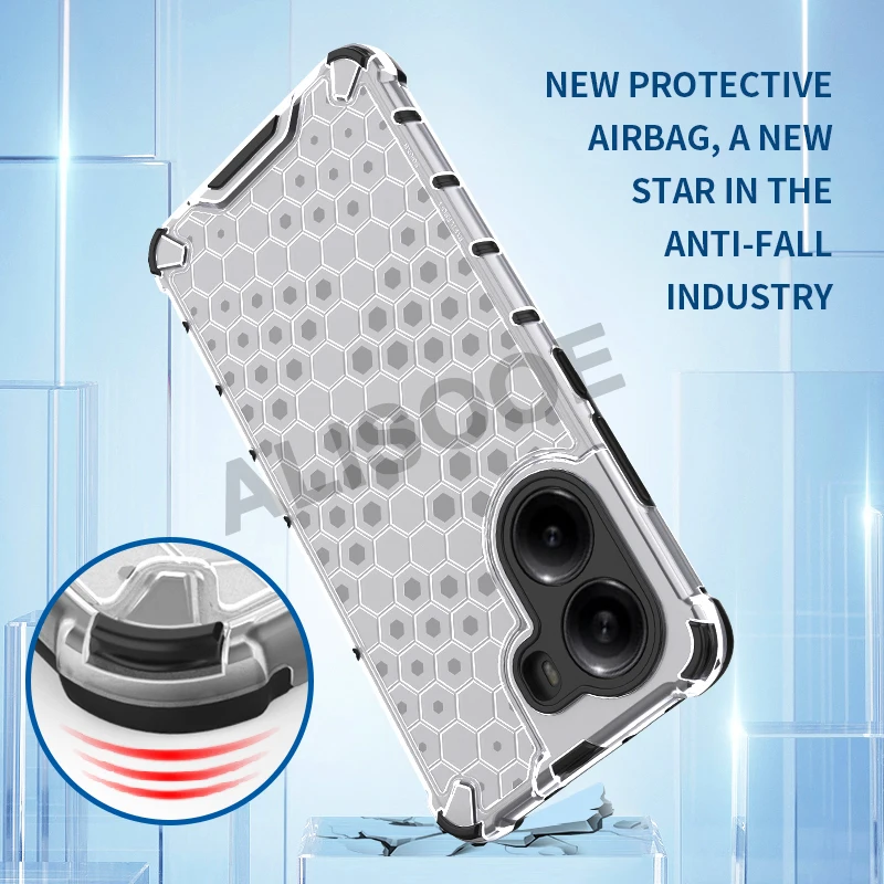 Capa para POCO X7 Pro Funda con textura de panal soporte de anillo transparente 2 en 1 Funda de protección completa para Xiaomi POCO X7 Pro 5G Funda - imagen 5