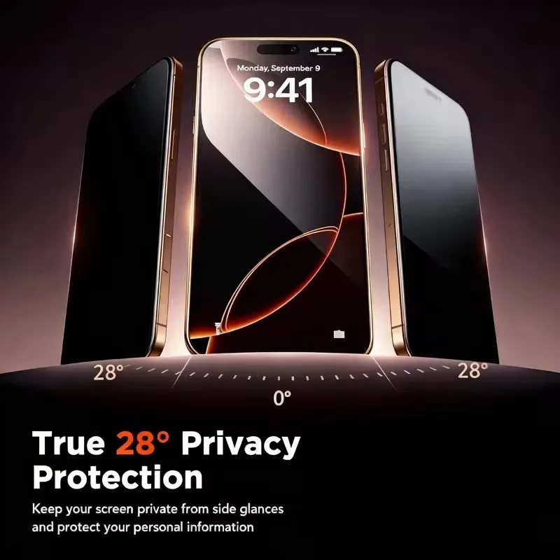 3 uds AR vidrio templado de privacidad antirreflejos para iPhone 17 16 15 14 13 12 11 Pro Max Plus protectores de pantalla antiespía de vidrio - imagen 2