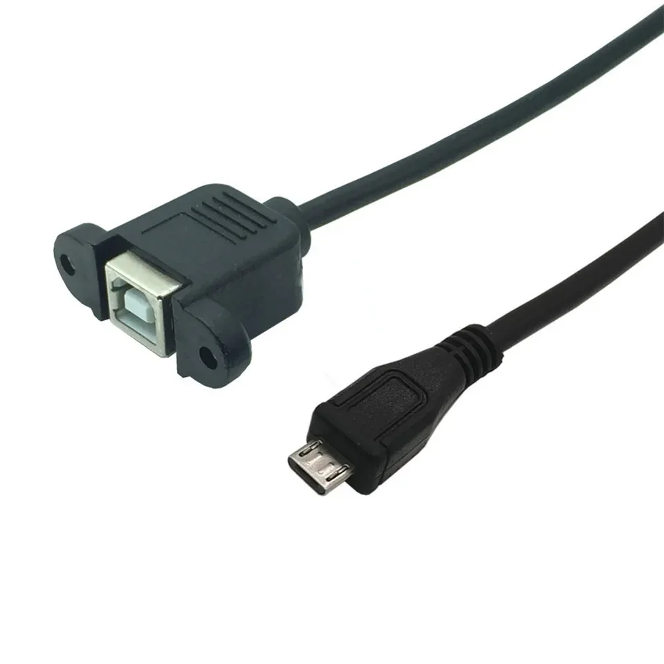 Adaptador Micro USB macho a USB 2,0 tipo B, Cable hembra, orificio de montaje en Panel, 30/50cm