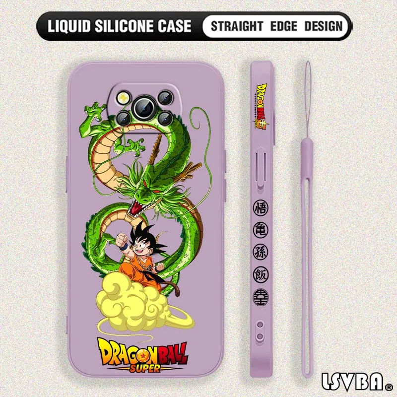 D-Dragon Ball Comics Goku Dragon para Xiaomi Poco X6 X5 X4 X3 M6 M5 M3 F6 F5 F4 F3 GT Pro 5G cubierta de la caja del teléfono de cuerda izquierda líquida - imagen 4
