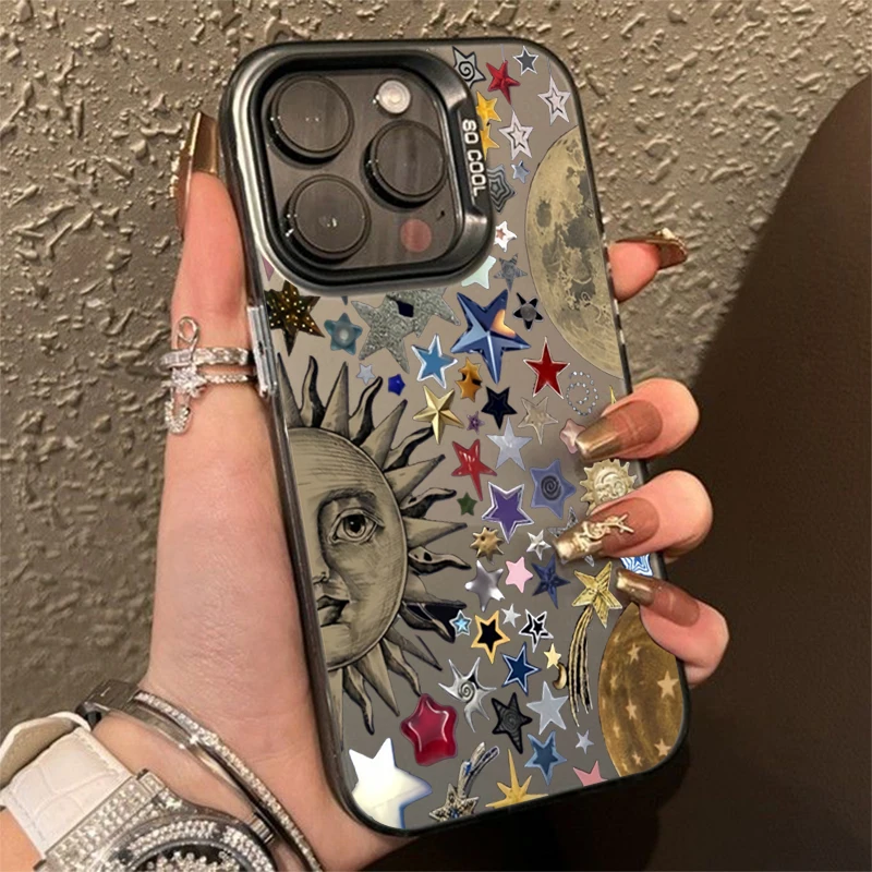 Funda de teléfono galvanizada con forma de estrella y Luna colorida para Samsung Galaxy A06 A16 A23 A26 A34 A55 S25 Ultra S24 Plus S23 FE S22 S21 - imagen 4