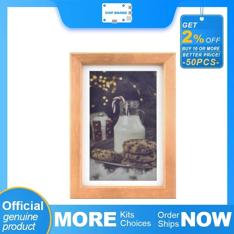 Papel electrónico E6 a todo color de 7,3 pulgadas con marco de fotos de madera maciza, modo de espera ultralargo, resolución de 800 × 480, baterías opcionales