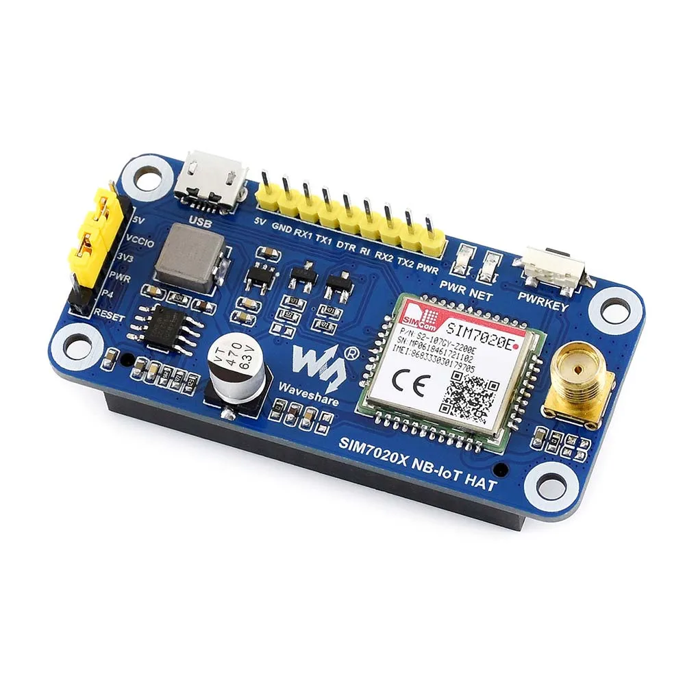 Waveshare NB-IoT HAT para Raspberry Pi basado en bandas SIM7020E B1/B3/B5/B8/B20/B28 compatibles con LWM2M/COAP/MQTT, etc. - imagen 4