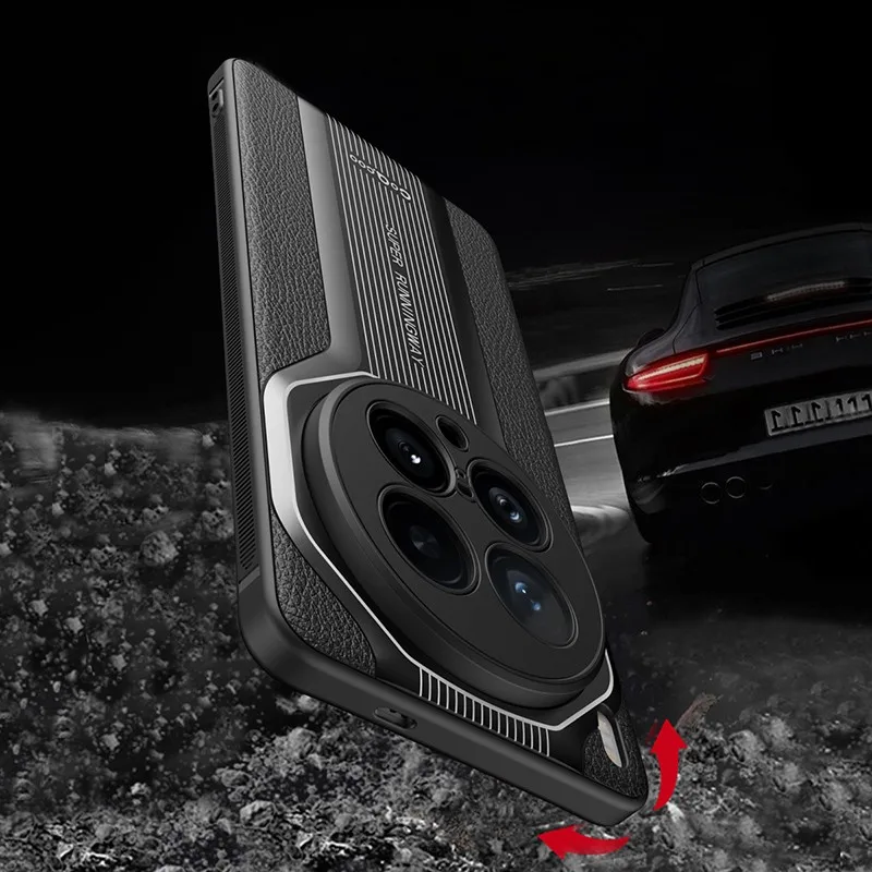 Para Vivo X200 Ultra funda de lujo con pintura brillante patrón de cuero Litchi + cubierta de borde suave de TPU para VIVO X200 Ultra - imagen 4