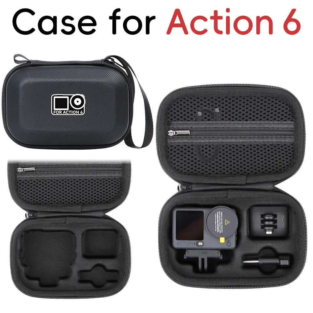PU superficial impermeable para DJI Osmo Action 6 Estuche de transporte, bolsa portátil de viaje Compatible con accesorios DJI Osmo Action 6 - imagen 2