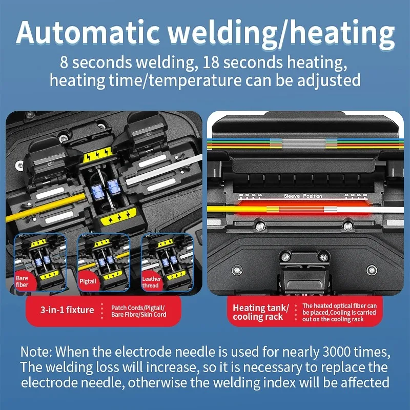 COMPTYCO A-80S empalmador de fusión de fibra óptica SM MM pantalla táctil multilingüe máquina de soldadura de núcleo de fibra óptica integrada en OPM VFL - imagen 4