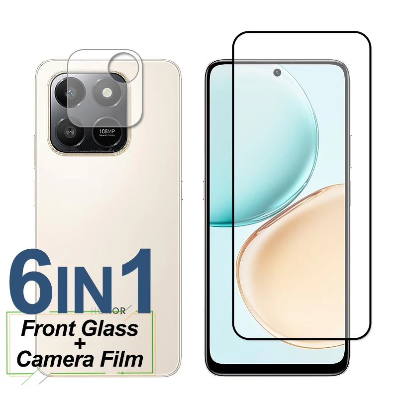 Para Honor X7d 4G Glass Honor X7d 4G Protector de pantalla cubierta completa de vidrio templado película protectora de lente de cámara de teléfono en Honor X7d 4G - imagen 2