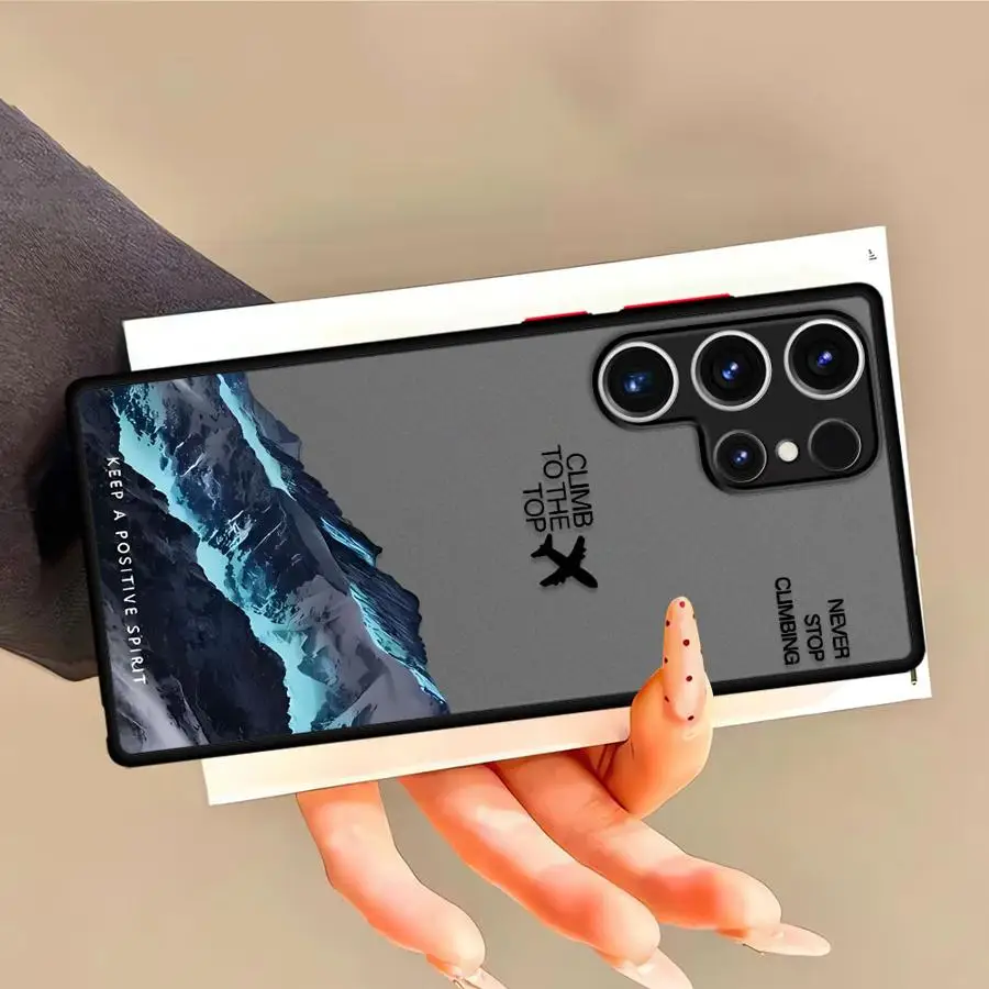 Funda de teléfono para Samsung Galaxy S21 S23 S24 Ultra S10 + S21 5G S9 Plus S20 FE S22 Plus S25 Ultra Black Edge Shell montañismo - imagen 5