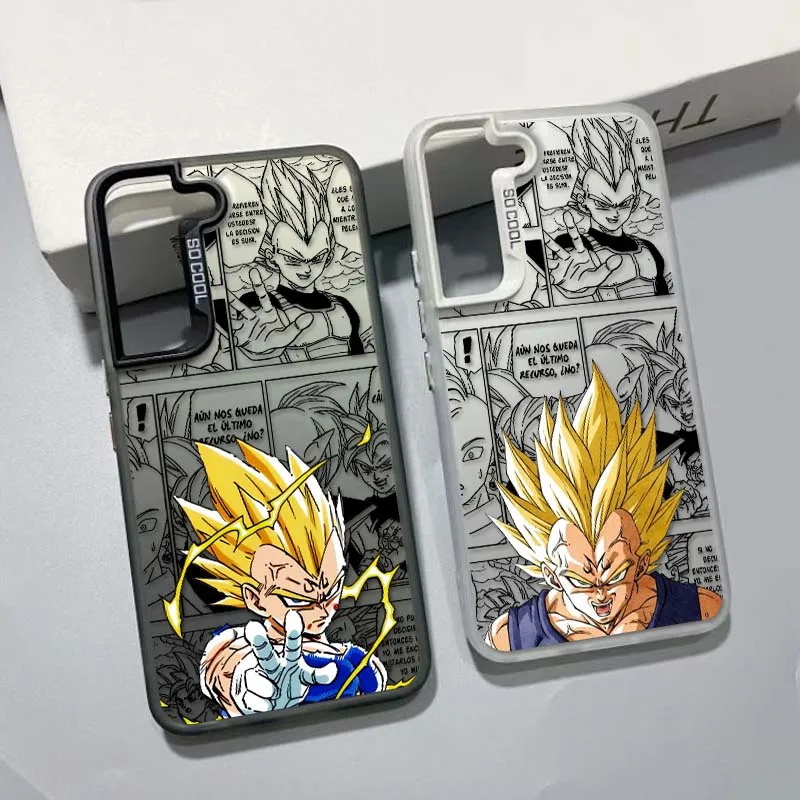 D-Dragon Ball Saiyan Vegeta funda para Samsung Galaxy S25 S24 S23 S22 S21 Ultra Plus funda de teléfono plateada colorida